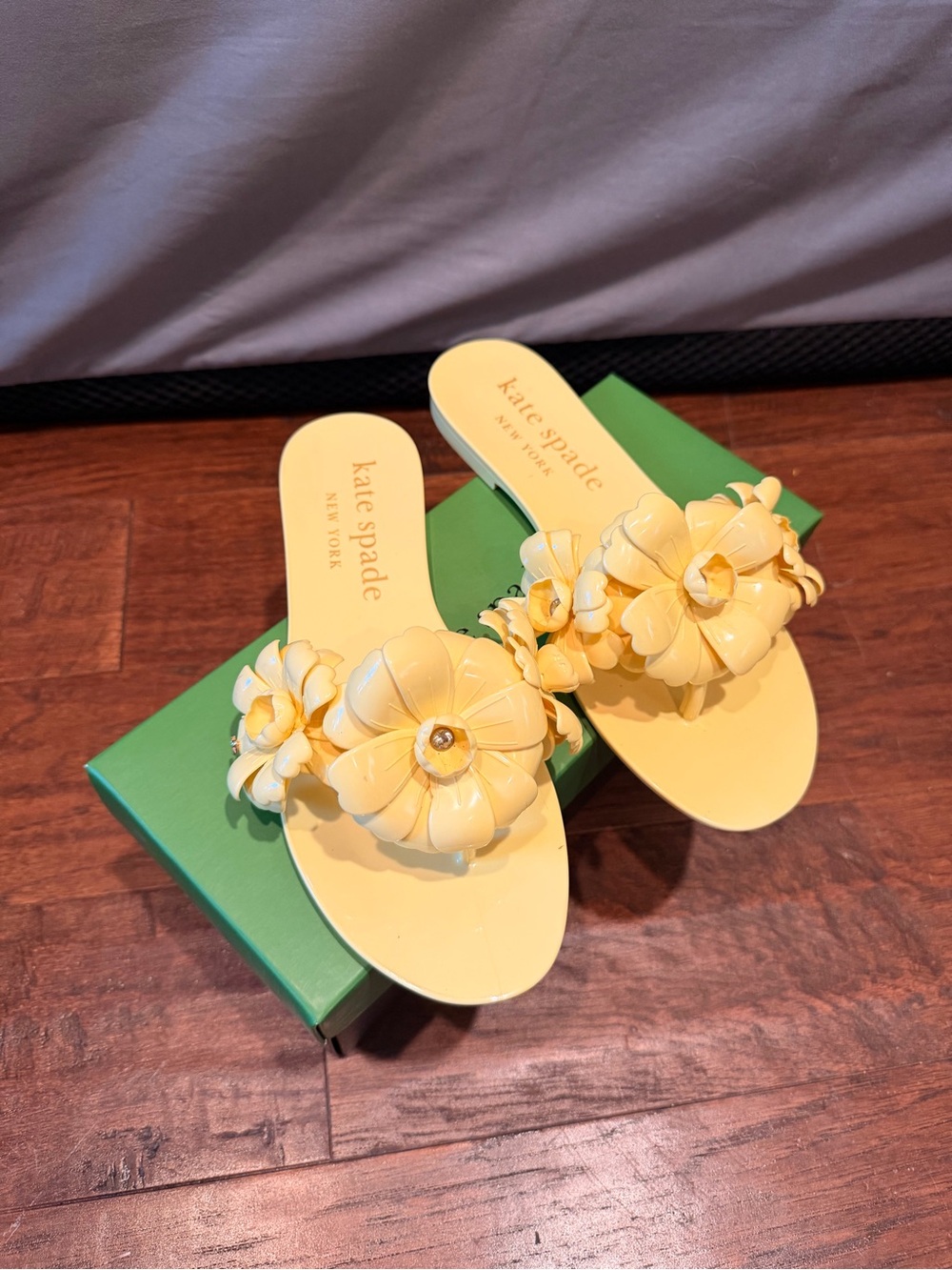 kate spade Yellow Floral Slide Sandals with 3D Flower Accents